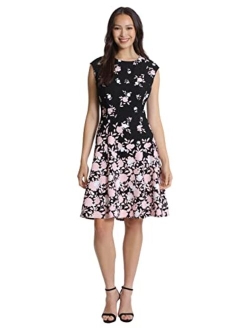 Women's Perfect Versatile Scuba Crepe Fit & Flare Dress Event Guest of Occasion Office Career