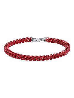 Stainless Steel Red Acrylic Franco Chain Bracelet