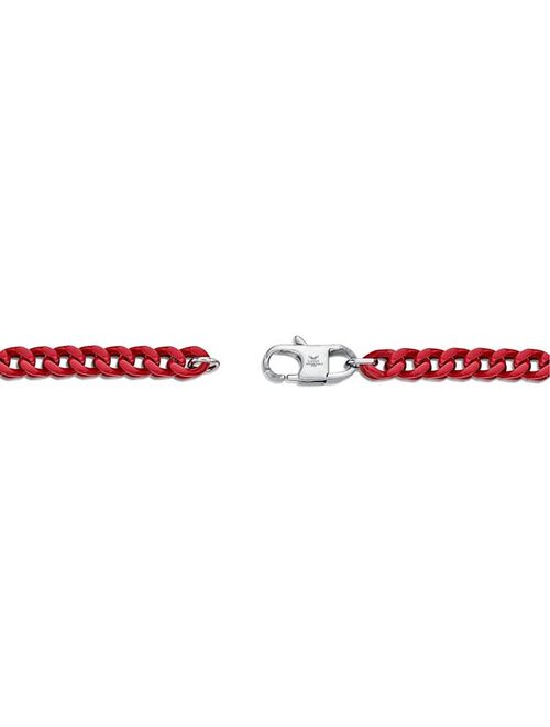 Men's LYNX Stainless Steel Red Acrylic Franco Chain Bracelet