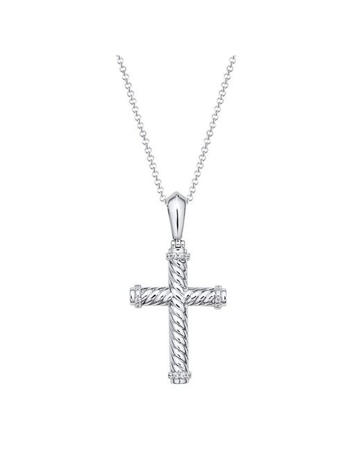 Irena Park Sterling Silver 1/5 Carat T.W. Diamond Cross Pendant Necklace