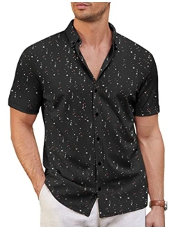 Men's Casual Button Down Shirt Summer Short Sleeve Wrinkle Free Shirt