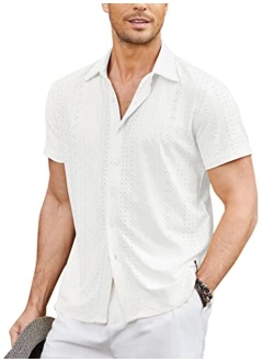 Mens Button Down Beach Shirt Short Sleeve Casual Vacation Shirts Summer Tropical Shirts Tops