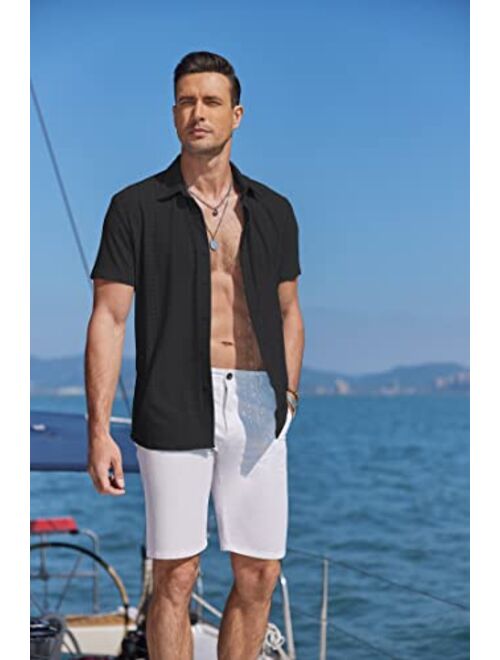 COOFANDY Mens Button Down Beach Shirt Short Sleeve Casual Vacation Shirts Summer Tropical Shirts Tops