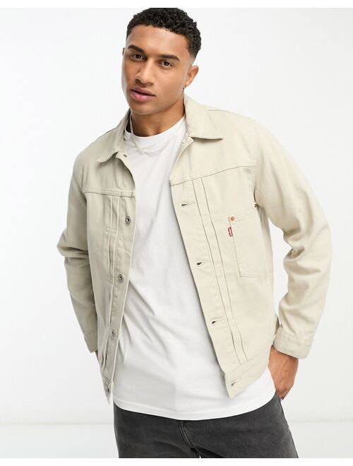 Levi's Type I denim trucker jacket in cream cord with pocket