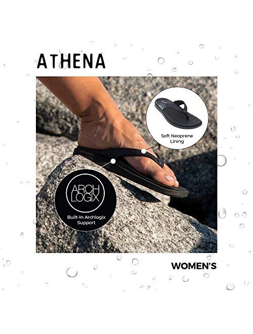 Body Glove Athena Womens Flip Flops with Comfortable Arch Support (Beach Sandals for Women - Arch Support Flip Flops Women) Black Metallic Womens Sandals