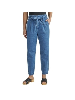 Women's Belted Pleat High Rise Tapered Leg Pant
