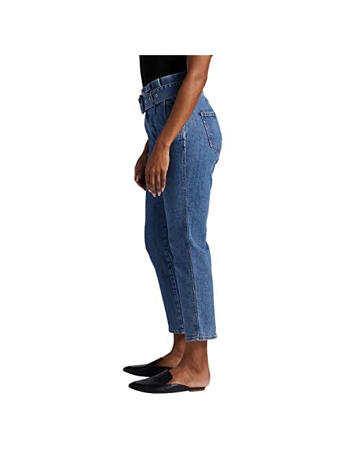 Jag Jeans Women's Belted Pleat High Rise Tapered Leg Pant