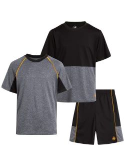 Boys Active Shorts Set 3 Piece Performance T-Shirt, Tank Top, Shorts (8-14)