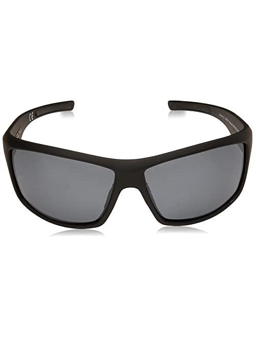 Body Glove Men's Huntington Beach Sunglasses Polarized Wrap, Matte Black Rubberized, 61 mm