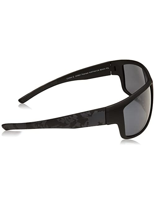Body Glove Men's Huntington Beach Sunglasses Polarized Wrap, Matte Black Rubberized, 61 mm