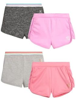 Girls Active Shorts - 4 Pack Soft Cozy Athletic Gym Dolphin Shorts (Size: 7-12)