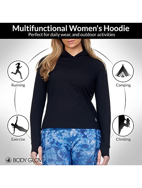 Body Glove Womens Active Hoodie Fashion Athletic Pullover Long Sleeve Ultra Soft Lightweight Fitness Top