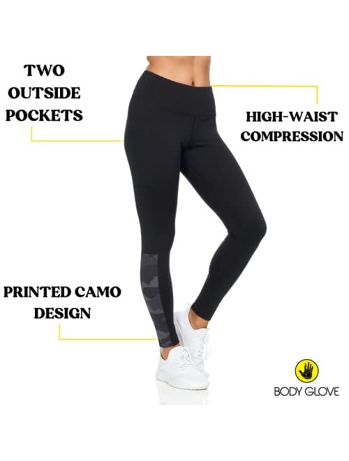 Body Glove Workout Leggings for Women-High Waist & Compression Leggings for Women-Leggings with Pockets-Yoga Pants for Gym