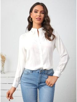 Unity Stand Collar Button Front Blouse