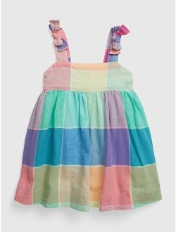 Baby Linen-Cotton Spring Plaid Dress