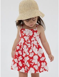 Baby Strappy Button-Up Floral Dress
