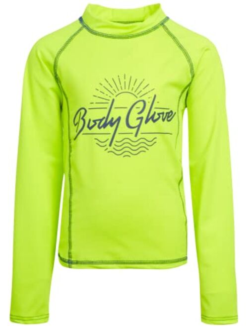 Body Glove Boys' Rash Guard Set - 4 Piece UPF 50+ Quick Dry Swim Trunks and Long Sleeve Swim Shirt (4-12)