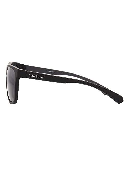 Body Glove Men's Dune Polarized Square Sunglasses, Black, 57 mm