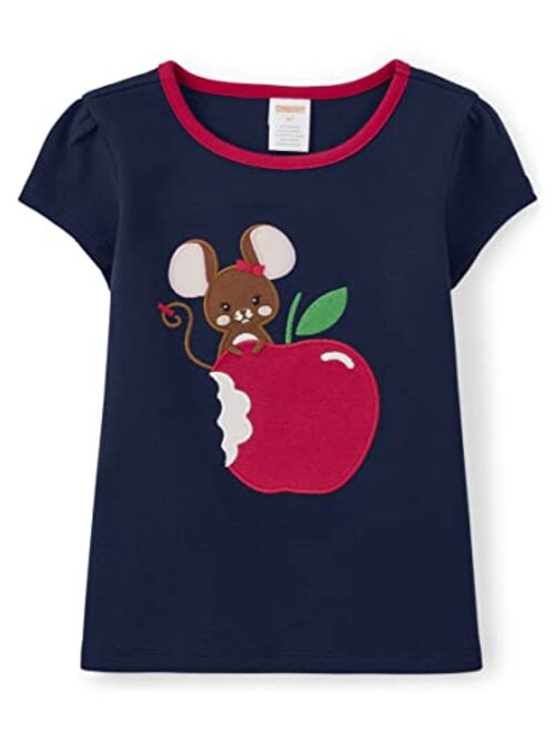 Gymboree Baby Girls' and Toddler Embroidered Graphic Short Sleeve T-Shirts