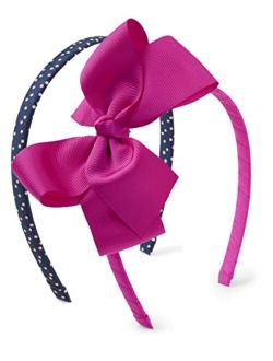 Girls and Toddler Headbands and Hair Accessories, Magenta Bow/Navy Hb 2 Pack, One Size