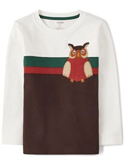Baby Boys' and Toddler Embroidered Graphic Long Sleeve T-Shirts