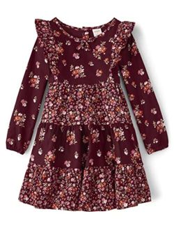 girls Long Sleeve Woven Casual Dresses