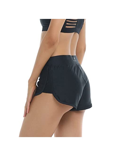 Body Glove Women's Standard Pulse Elastic Waist Hybrid Pull on Swim Short with UPF 50