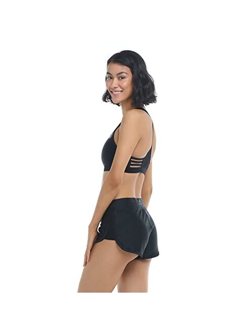 Body Glove Women's Standard Pulse Elastic Waist Hybrid Pull on Swim Short with UPF 50