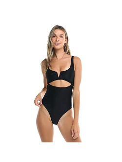Women's Standard Smoothies Eli Solid One Piece Swimsuit with V-Wire Neckline