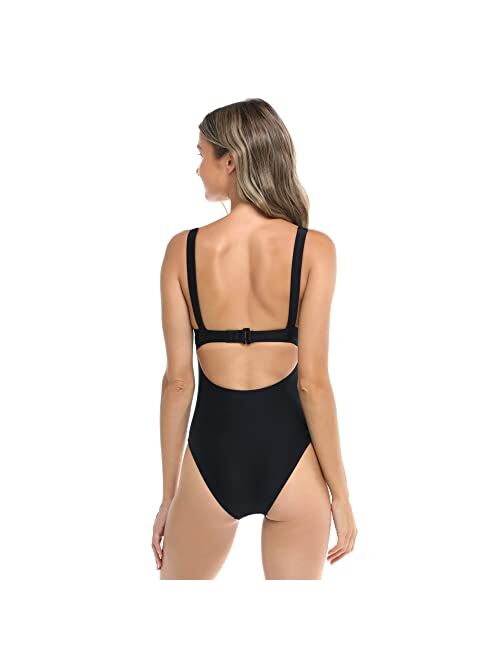 Body Glove Women's Standard Smoothies Eli Solid One Piece Swimsuit with V-Wire Neckline