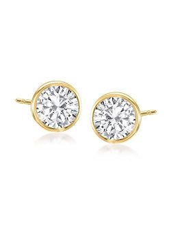 1.00 ct. t.w. Bezel-Set Diamond Stud Earrings in 14kt Yellow Gold