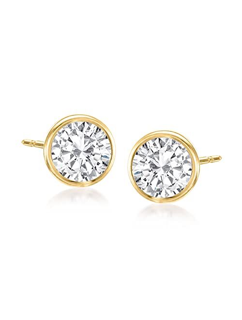 Ross-Simons 1.00 ct. t.w. Bezel-Set Diamond Stud Earrings in 14kt Yellow Gold