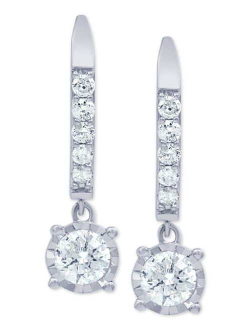 Macy's Diamond Drop Leverback Earrings (1 ct. t.w.) in 14k White Gold