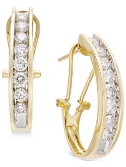 Macy's Diamond J Hoop Earrings (1 ct. t.w.) in 10k Gold or White Gold
