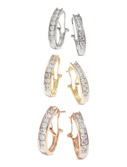 Macy's Diamond J Hoop Earrings (1 ct. t.w.) in 10k Gold or White Gold