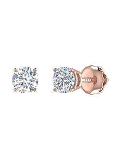 1 Carat 4-Prong Set Diamond Stud Earrings in 14K Gold (Screw-back)