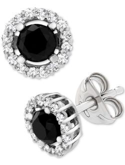 Wrapped in Love Black (1 ct. t.w.) and White Diamond Accent Stud Earrings in 14k White Gold, Created for Macy's