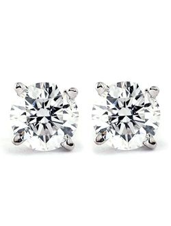 P3 POMPEII3 14k White or Yellow Gold 1 Ct T.W. Round-Cut Natural Diamond Studs Women's Screw Back Earrings