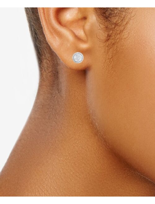 Macy's Diamond Halo Cluster Stud Earrings (1 ct. t.w.) in 14k White Gold