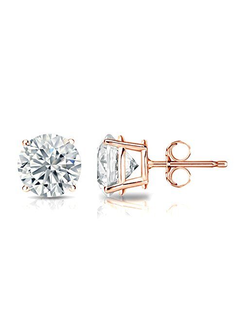 1/5 to 2 Carat Lab Grown Diamond Round Stud Earrings in 14k Gold (VS2-SI1, cttw) 4-Prong Basket Push Back by Diamond Wish
