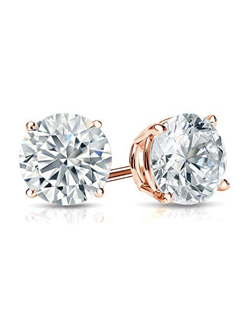 1/5 to 2 Carat Lab Grown Diamond Round Stud Earrings in 14k Gold (VS2-SI1, cttw) 4-Prong Basket Push Back by Diamond Wish