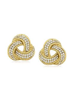 1.00 ct. t.w. Diamond Love Knot Earrings in 18kt Gold Over Sterling