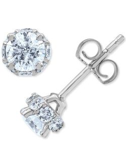 Macy's Diamond (1 ct. t.w.) Halo Stud Earrings in 14K White, Yellow and Rose Gold