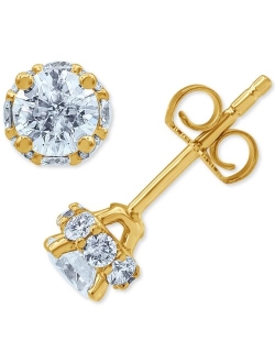 Macy's Diamond (1 ct. t.w.) Halo Stud Earrings in 14K White, Yellow and Rose Gold