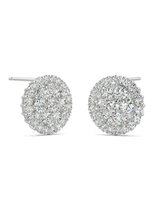 Charles & Colvard Moissanite Cluster Earrings 1 ct. t.w. Diamond Equivalent in 14k White Gold