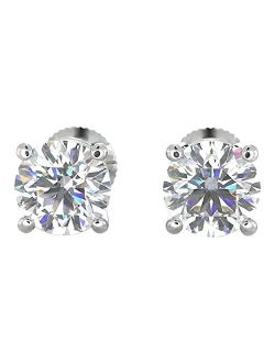 Walden Jewels Natural Real Diamond Studs Earrings with Secure Screw Back for Women and Men, 14K Gold Round-Cut Diamond Stud Earrings