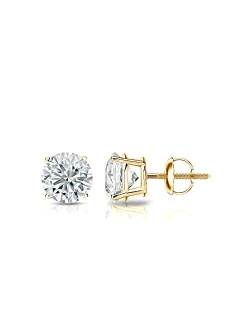Lab Grown Diamond Stud Earrings in 14k Gold Round (1/4 to 1 1/4cttw, E-F, VS1-VS2) 4-Prong Basket, Screw-backs by Diamond Wish
