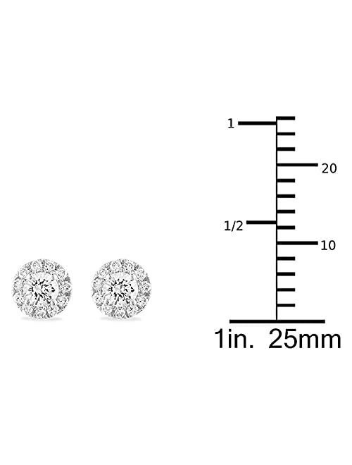 Auriga Fine Jewelry 14k Gold Round Lab Grown Diamond Halo Stud Earrings (0.75ct To 1 ct, Color-D, Clarity-VS) Fine Jewelry For Women