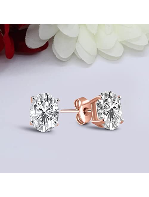 1 Carat - 6 Carat | 14K Gold | IGI Certified Lab Grown Solitaire Diamond Stud Earrings | Oval Shape Push Back Prong Setting Friendly Diamonds Earrings | F-G Color, VS1-VS