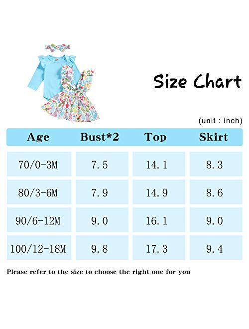 TUEMOS Easter Outfit Baby Girl Cute Romper Tops Bunny Suspender Skirt with Headband My First Easter Baby Girl Outfit